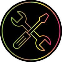 Cross Wrench Line Gradient Due Color Icon vector