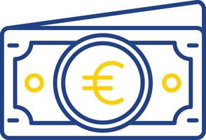 euro línea dos color icono vector