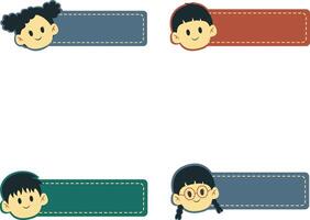 Cute Label Name Tag Icon Set. vector