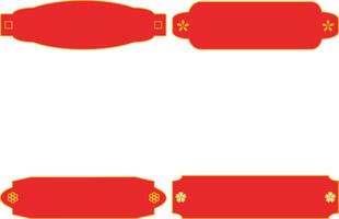 Set of Chinese Title Frame Icons. Isolated On White Background vector