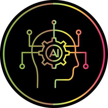 Artificial Intelligence Line Gradient Due Color Icon vector