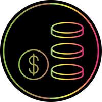 Coin Stack Line Red Circle Icon vector