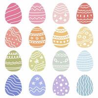 Cute vector illustration set of hand drawn easter eggs. Design elements for holiday cards. Easter pastel collection with different texture.