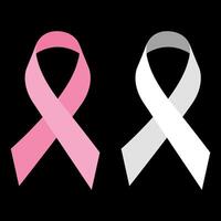 Pink ribbon breast cancer illustration, Isolated on black background vector