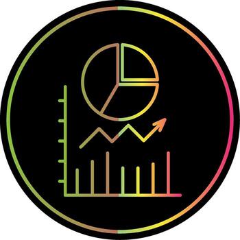 Pie Chart Line Gradient Due Color Icon vector