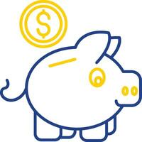 cerdito banco línea dos color icono vector