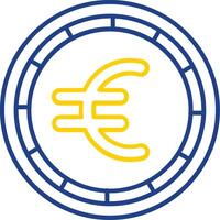 euro línea dos color icono vector