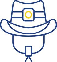 vaquero sombrero línea dos color icono vector