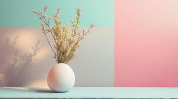 AI generated abstract minimalist easter natural background with large copyspace area photo