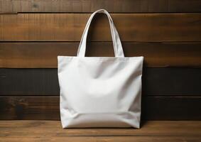 AI generated blank canvas tote bag mockup photo