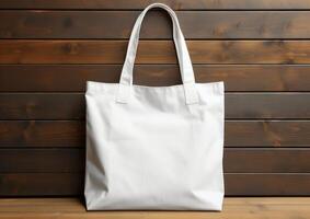 AI generated blank canvas tote bag mockup photo