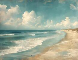 AI generated image of a beach on a sunny day photo
