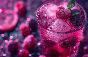 AI generated a drink with ice and garnish photo
