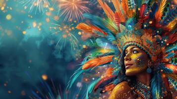 AI generated A festive Rio de Janeiro carnival setting, alive with samba rhythms photo