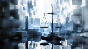 AI generated a law scale, court computer and laptop photo