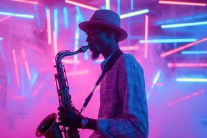 AI generated a young gentleman plays the saxophone photo