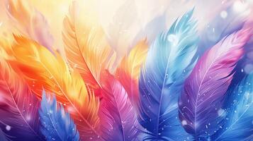 AI generated Abstract background of colorful feathers photo