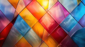 AI generated Abstract minimalistic geometric background made of colorful glass photo