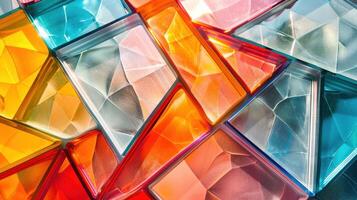 AI generated Abstract minimalistic geometric background made of colorful glass photo