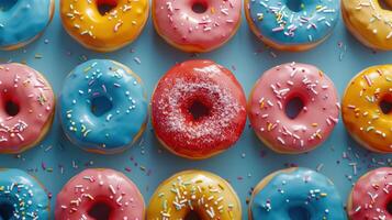 AI generated Background of colorful donuts photo