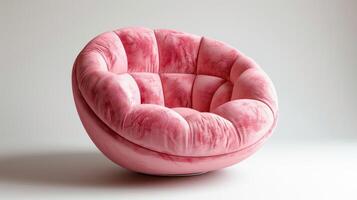 AI generated Beautiful modern soft volumetric armchair with rounded shapes in curly pink color isolated on white photo