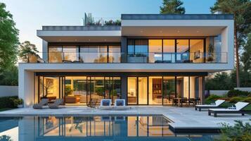 ai generado hermosa moderno villa en minimalista estilo foto