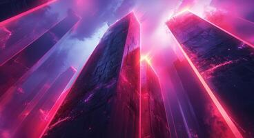 AI generated a futuristic glow and glowing red beams with neon lights photo