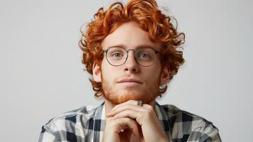 AI generated Red-haired young man with glasses photo