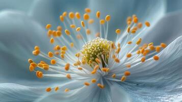 ai generado sorprendentes macro Disparo de un delicado flor en lleno floración, exhibiendo intrincado detalles foto