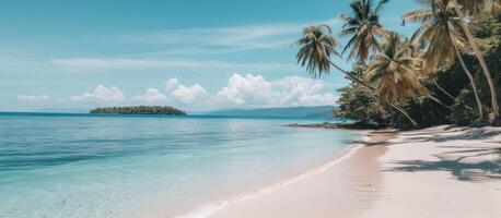 ai generado hermosa agua y palma arboles en un aislado playa foto