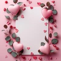 AI generated valentine's day poster template with large copy space for text photo