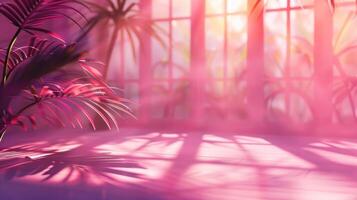 AI generated A studio background featuring an abstract pink color gradient, ideal for product presentations photo