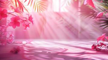 AI generated A studio background featuring an abstract pink color gradient, ideal for product presentations photo