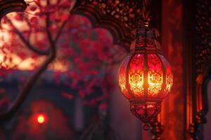 AI generated an islamic lamp is lit up night in karachi photo
