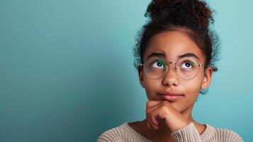 AI generated Pensive Young Woman with Glasses photo