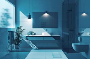 AI generated modern bathroom in an industrial vibe photo