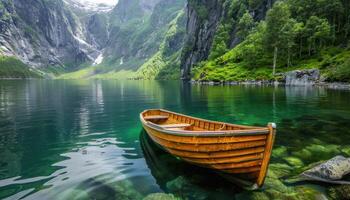 AI generated Norway boat in a lake photo