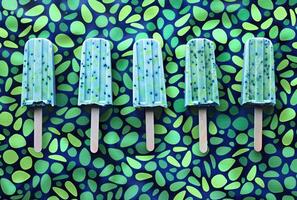 AI generated popsicles, ice cream, jelly bean, melon poppedice, blue popsicle photo