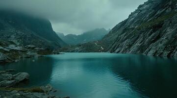 ai generado el lago Noruega de sereno marítimo temas foto