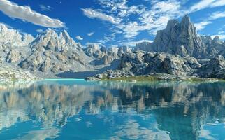 AI generated the rocky mountains are reflected in the crystal blue water of the lake in the rocky mountains photo