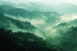 ai generado topografía de el hunan provincia, China niebla foto