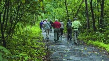 AI generated Senior Stroll in Verdant Woods photo