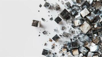 AI generated Minerals cubes scattered on a uniform background photo