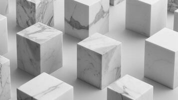 AI generated Marble cubes arranged in geometric formation on a uniform backdrop photo