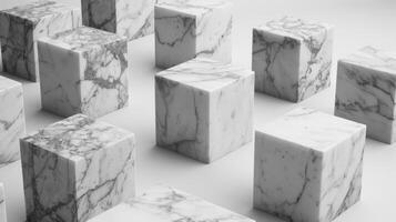 AI generated Marble cubes arranged in geometric formation on a uniform backdrop photo