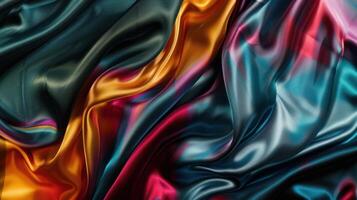 AI generated Opulent silk textures create an abstract pattern in vibrant colors photo