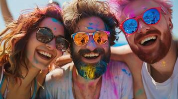 AI generated Friends Celebrating at Color Festival photo