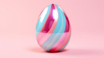 AI generated a multicolored easter egg placed on a pink background photo