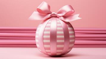 AI generated easter egg with a bow on a pink background photo