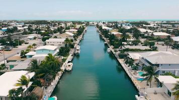 High up aerial view of Key Colony Beach is a municipality in the middle of the Florida Keys, Monroe County, Florida, United States. video